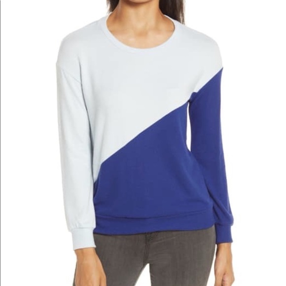 Gibson Blue Diagonal Color Block Sweater - NWOT - Small - Picture 1 of 14